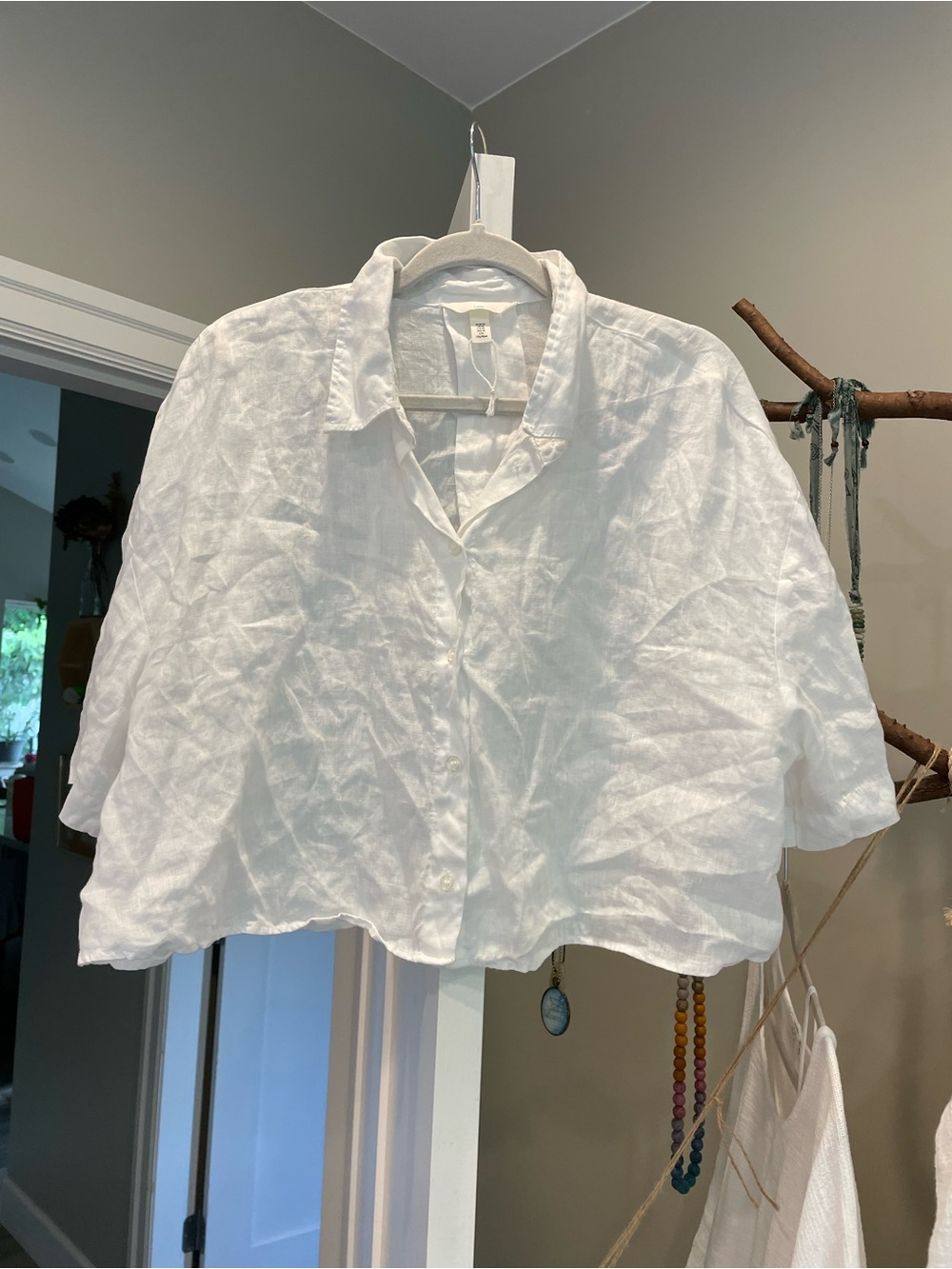 H&M super soft linen crop top - oversized M